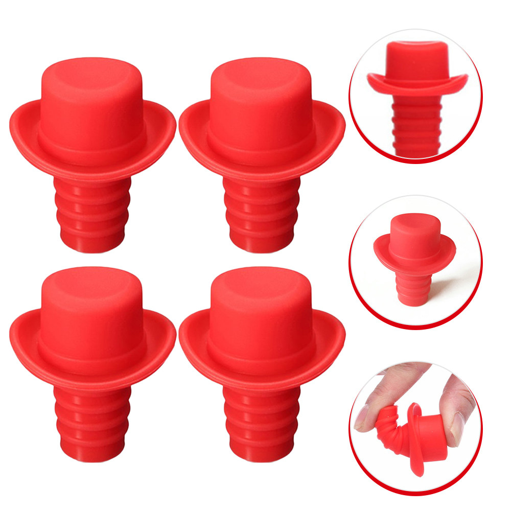 Wine Beer Hat - 4 unidades de rolhas de silicone